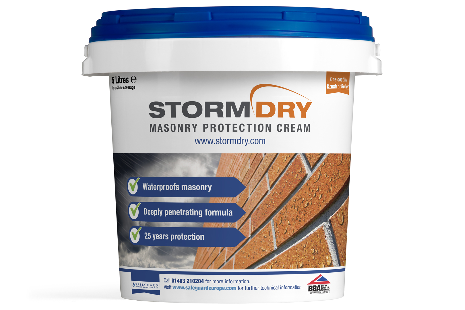 Stormdry Masonry Waterproofing Cream 20ltr BBA Approved Free Brush & Gloves 
